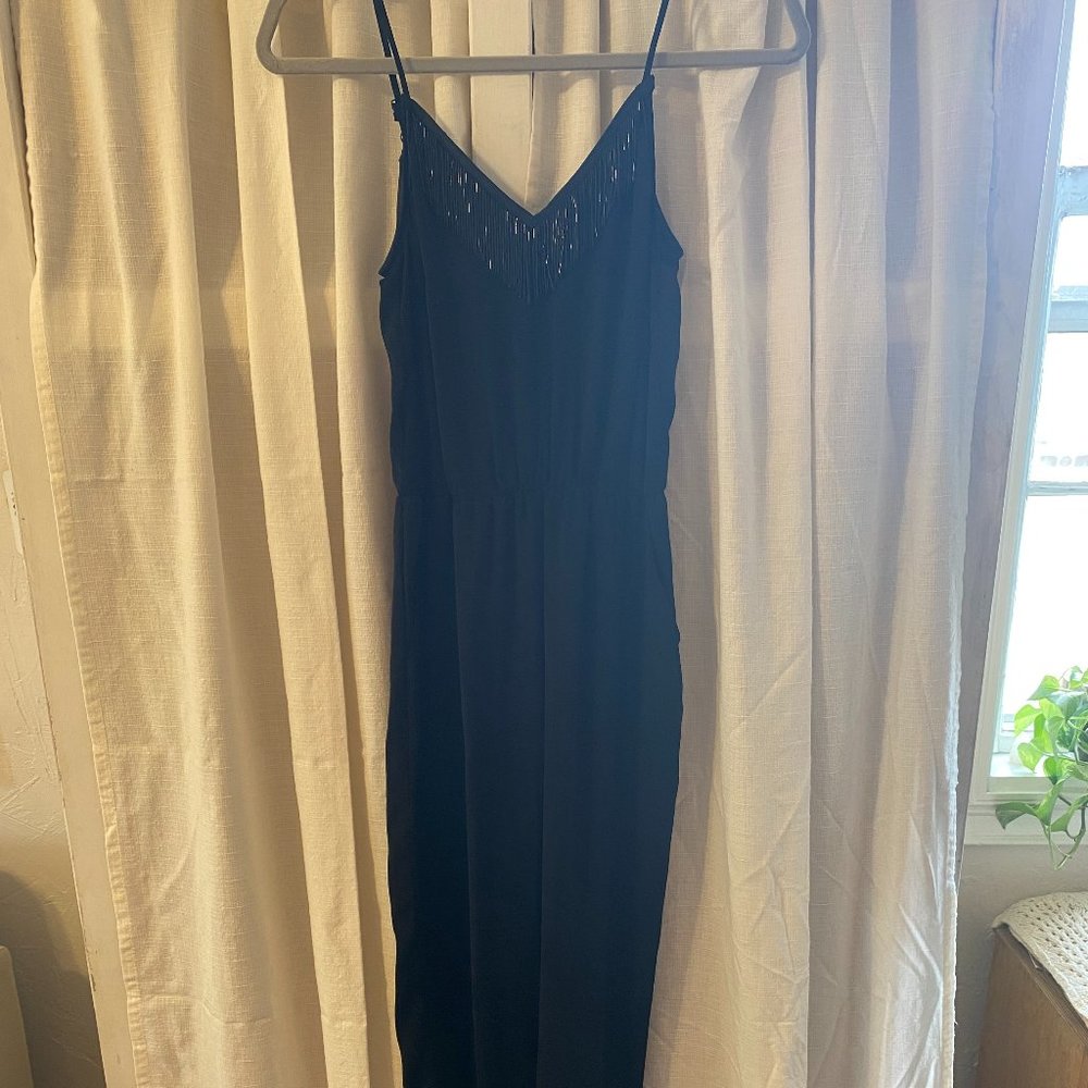 H&M Black Beaded Fringe Jumpsuit